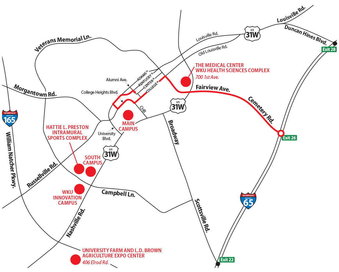 Directions to WKU Main Campus