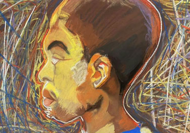 black man with colorful background