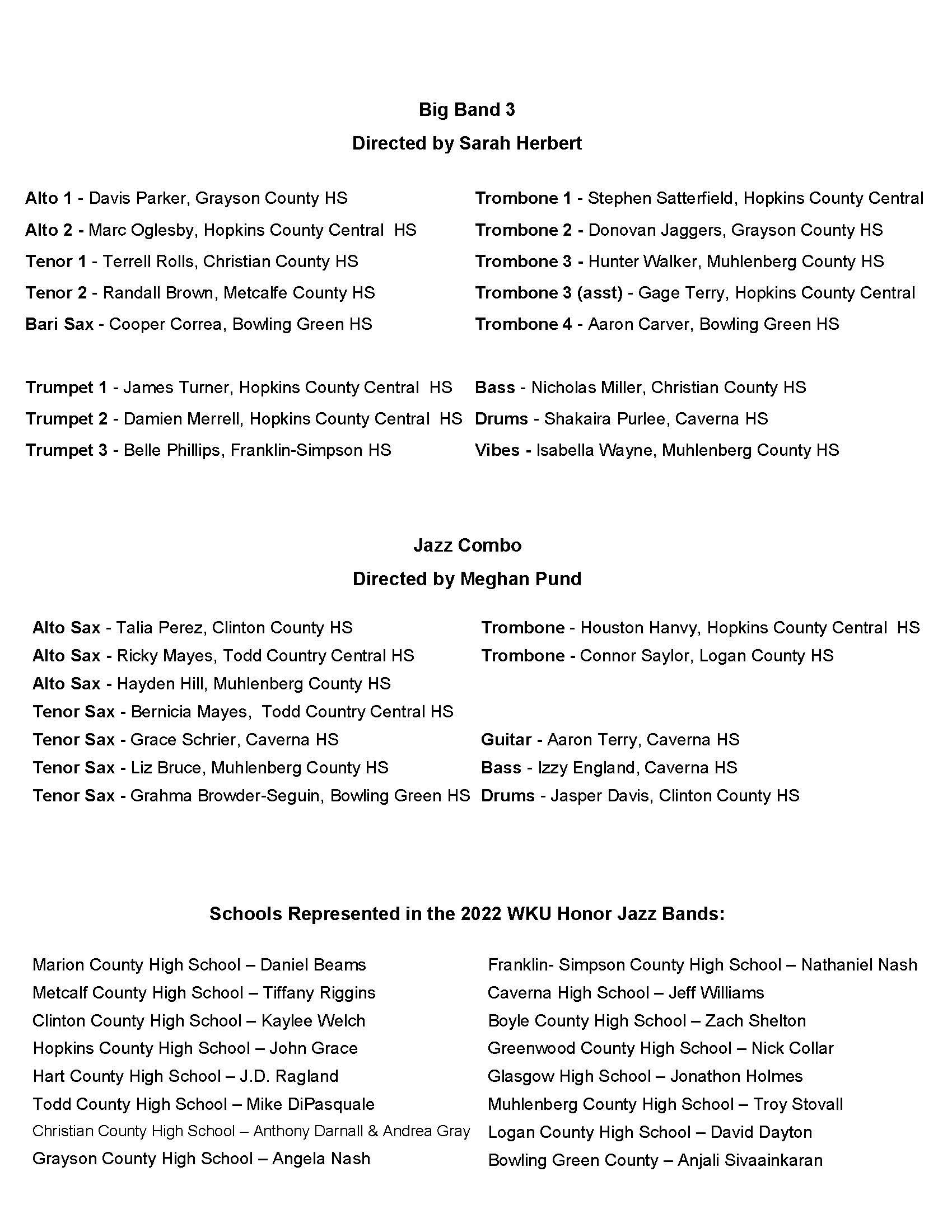 Jazz Honor Band Program Jazz Honor Band Program