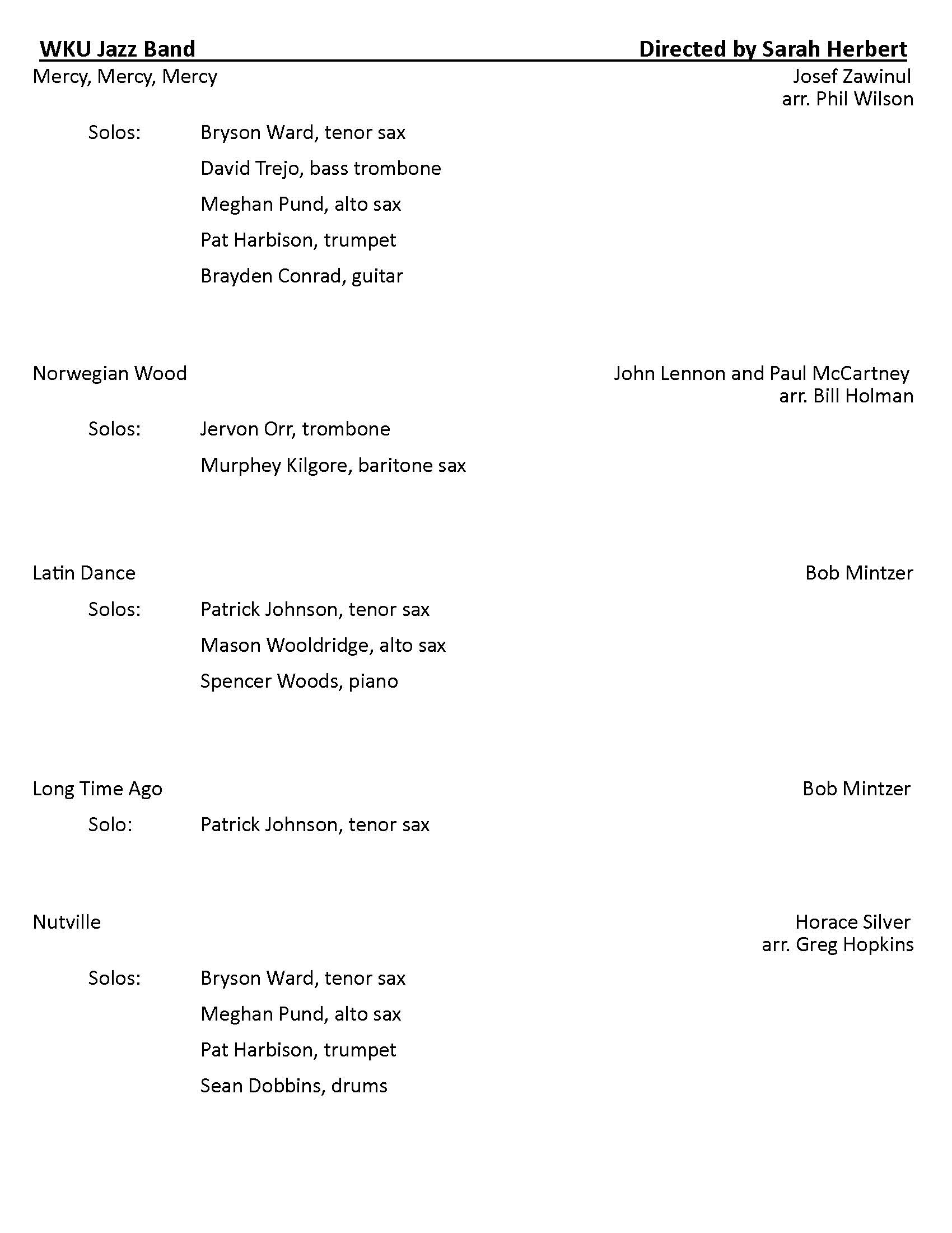 Jazz Honor Band Program Jazz Honor Band Program