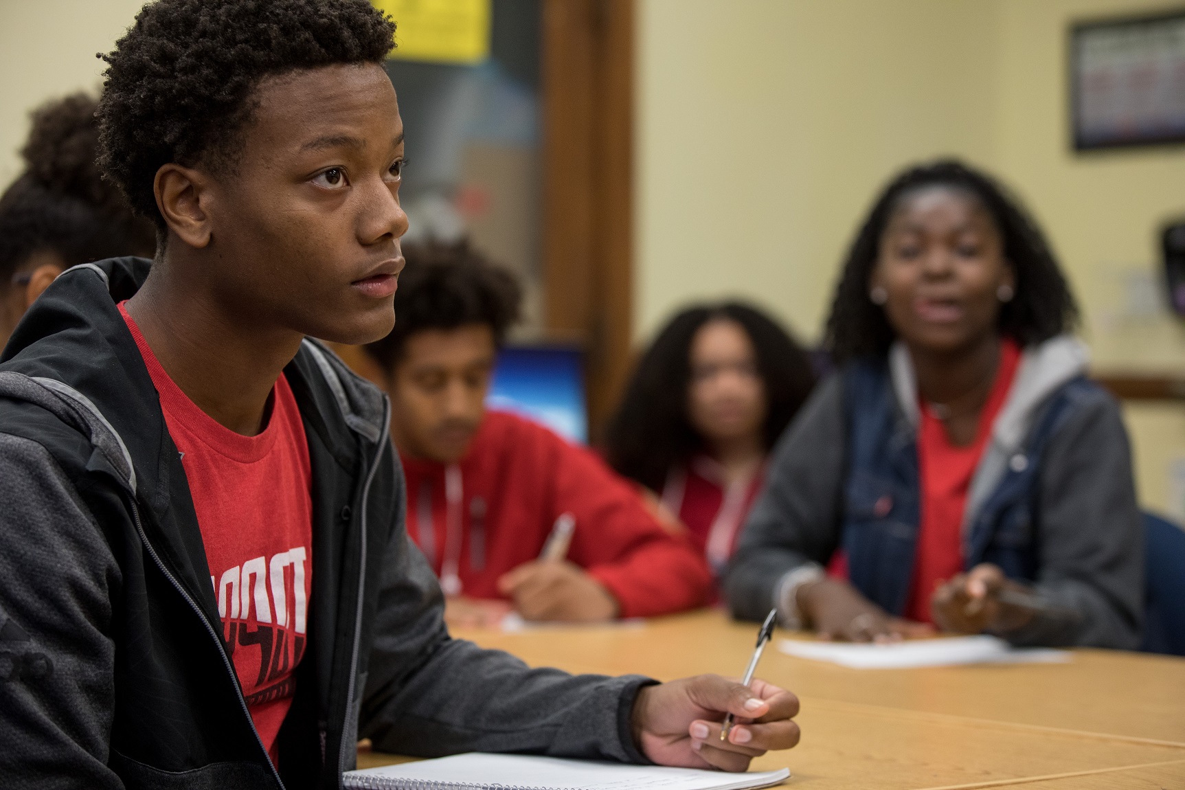 Students writing in class
