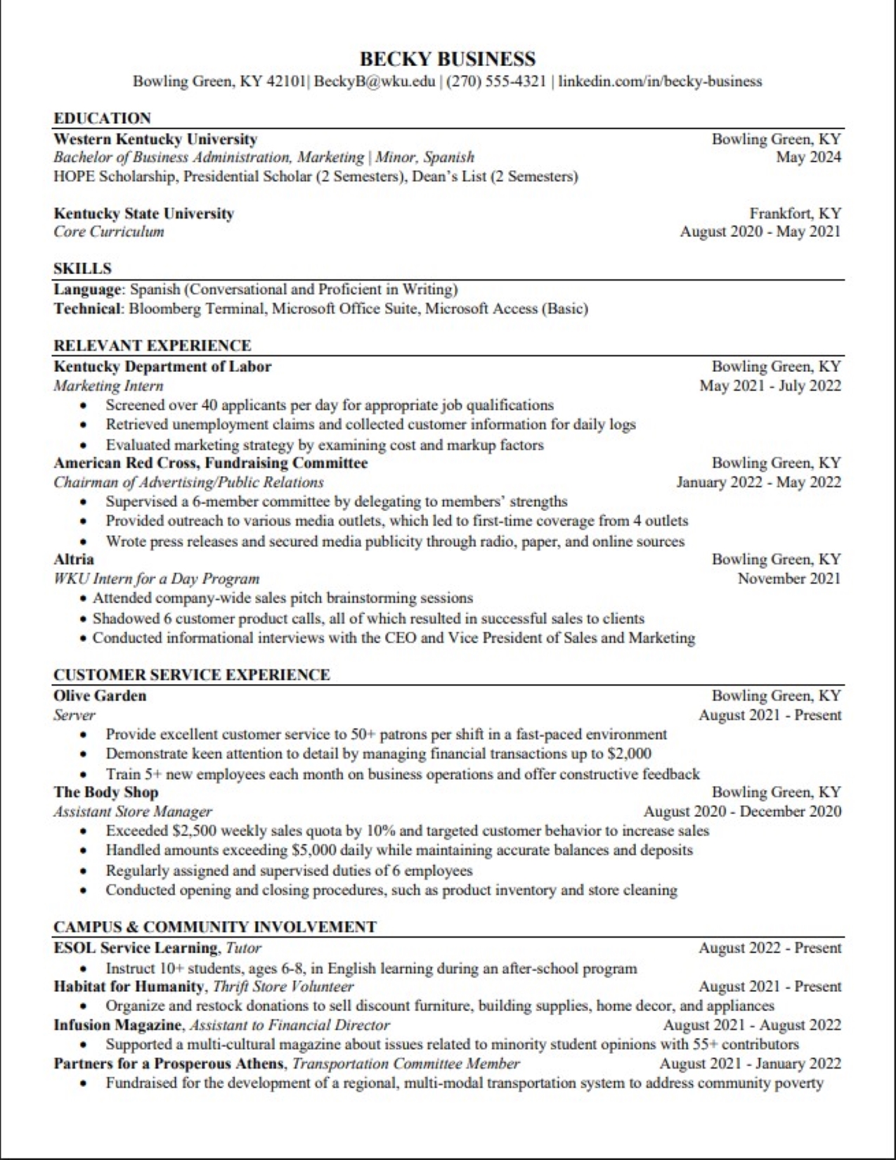 business resume