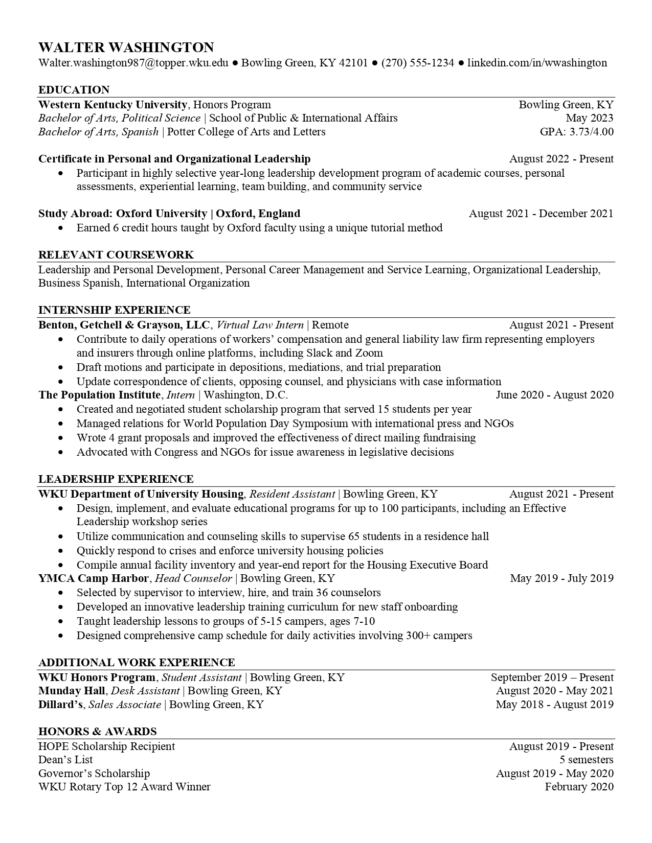 leadership resume