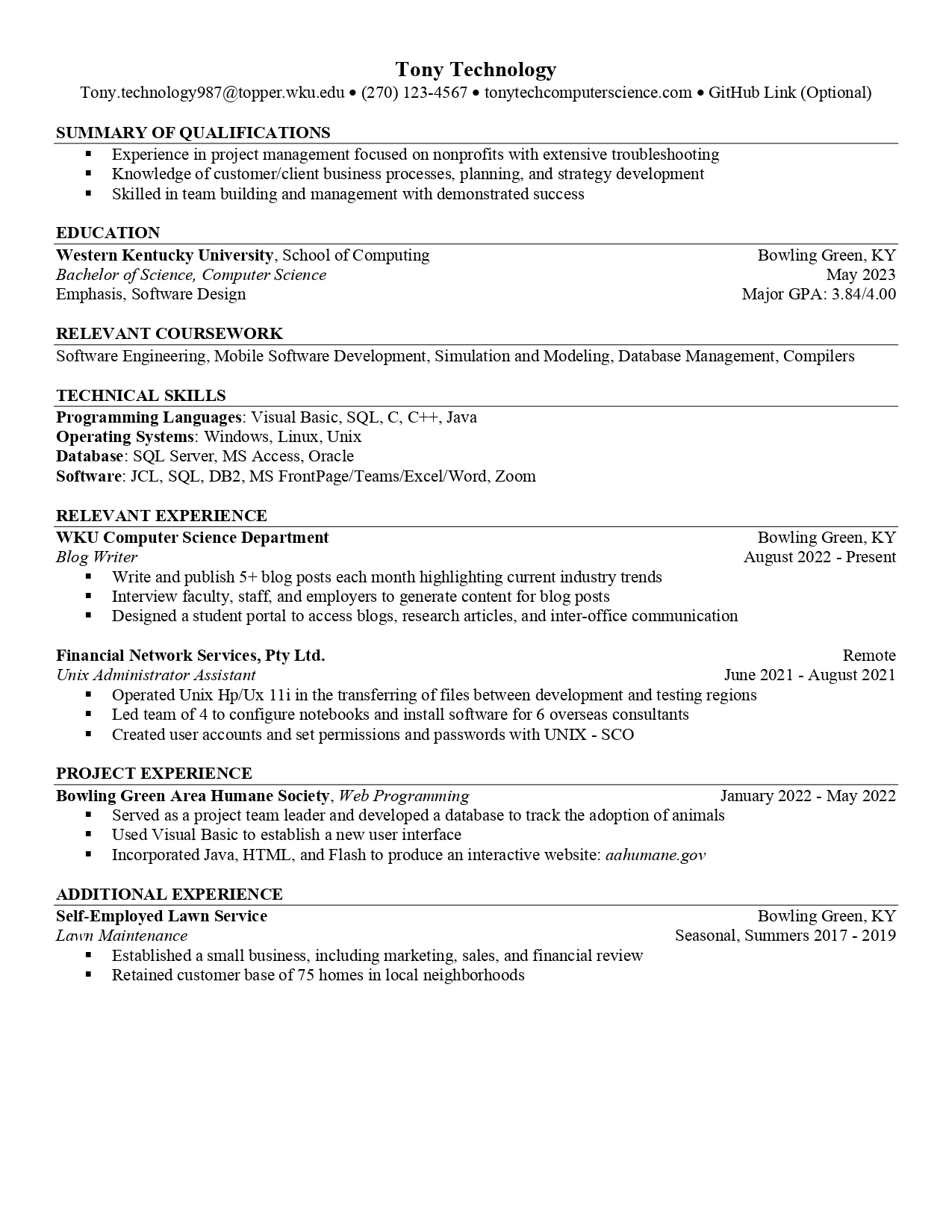technology resume