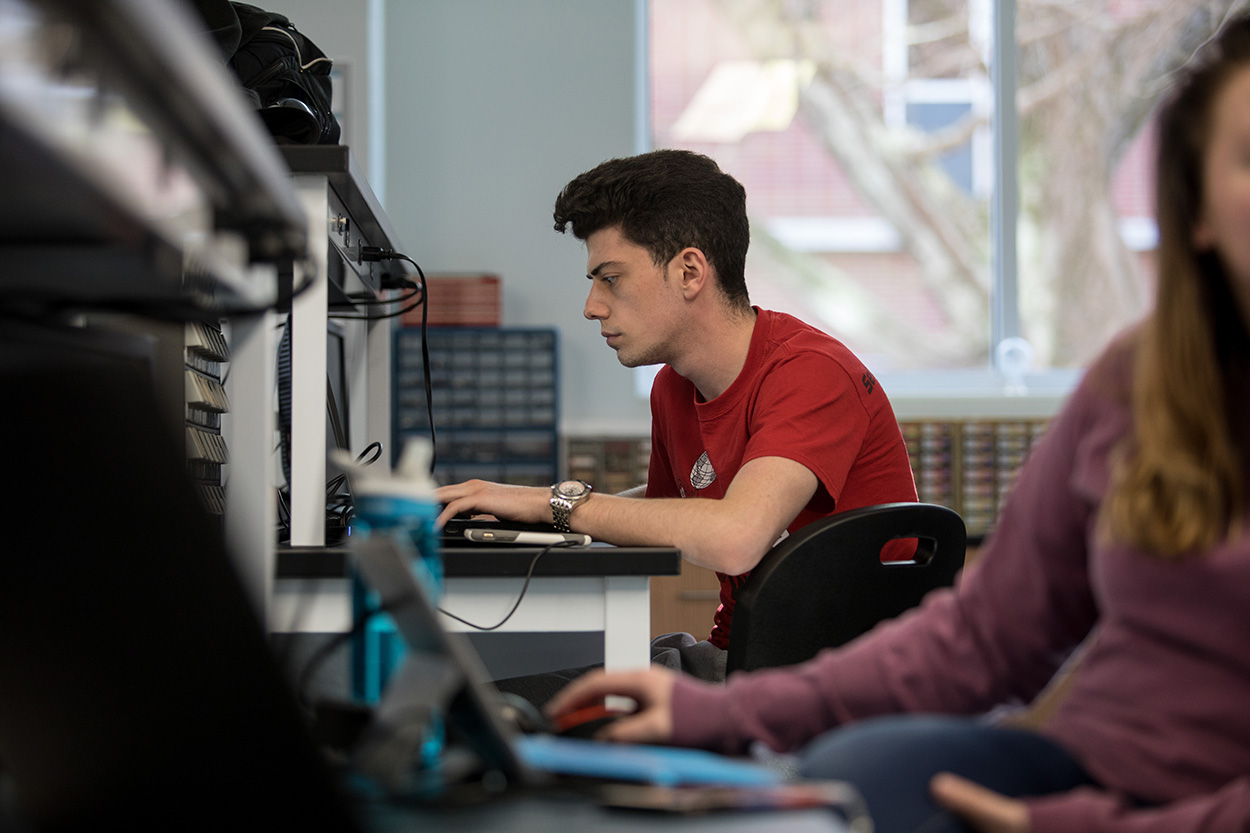 Student working on a computer