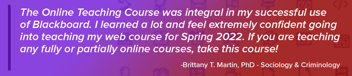 OTC testimonial from faculty