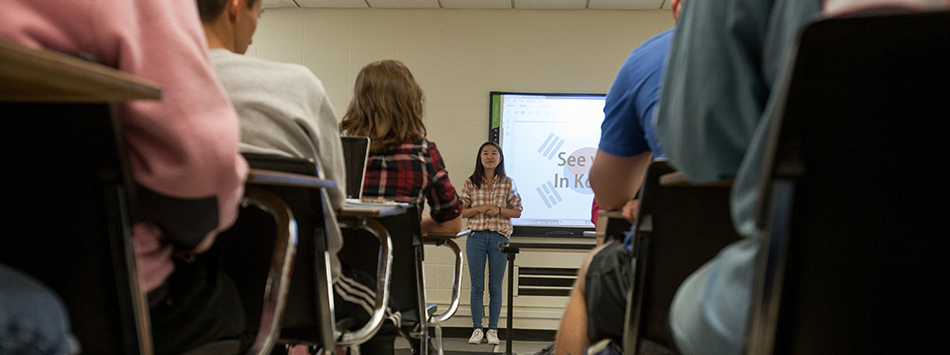 Student presenting to a class
