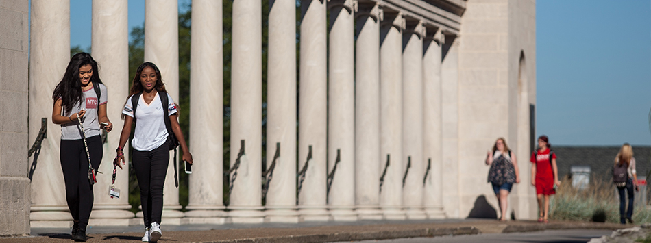 Why Colonnade photo Students walking past the Colonnades at WKU