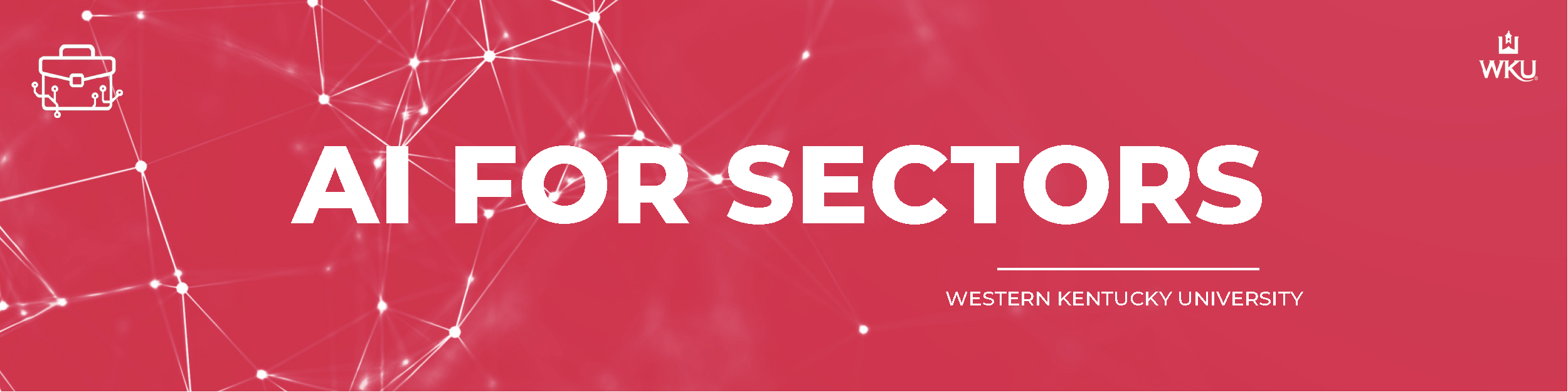 Graphic that says "AI for Sectors" in bold font on red background.