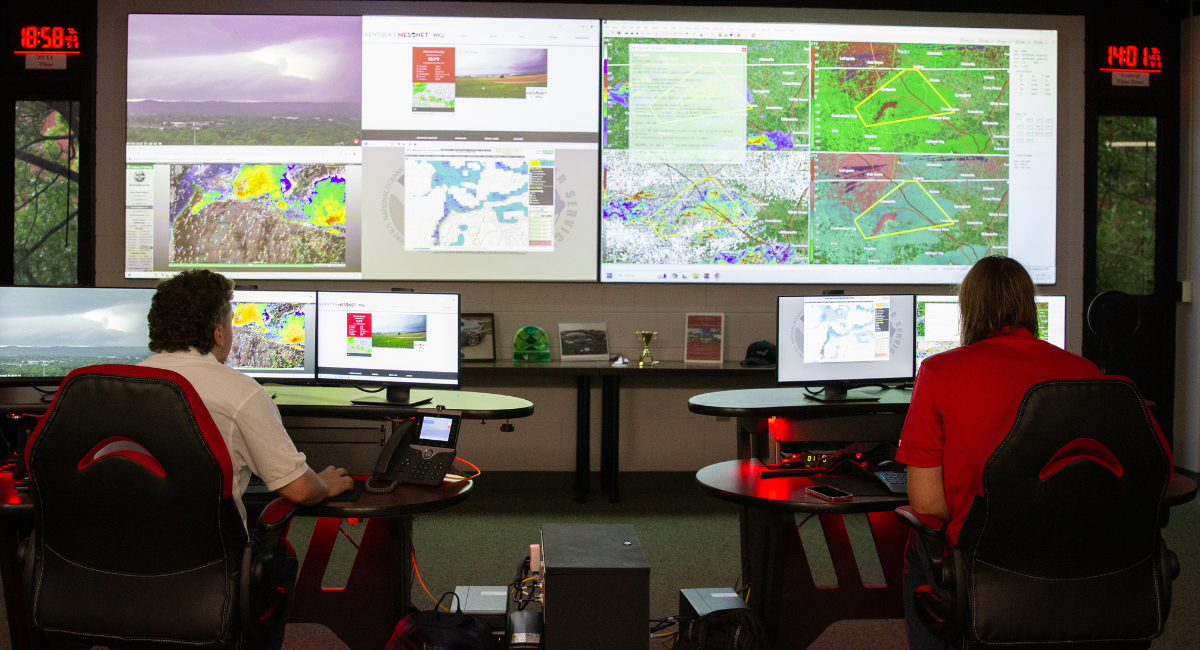 Students in WKU's Disaster Science Operations Center