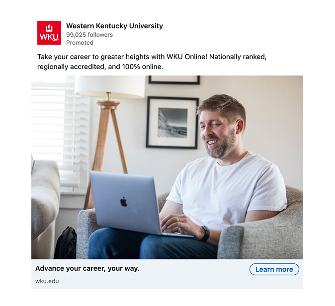 Mockup of a WKU LinkedIn ad