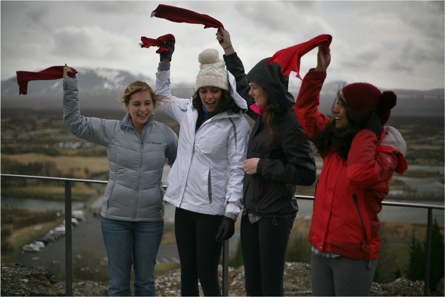 Students waving flags Students waving flags