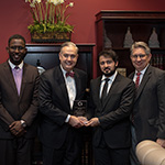 Qatar Debates delegation visit to WKU campus on December, 2018, meeting President Caboni