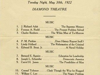 Program for the 1922 Ogden oratorical competition