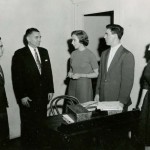 Nov 14, 1955 Speech and Drama Clinic student exhibition debaters Jerome Stewart, Lerond Curry, Mary Ruth Grise, and Alan Flanagan