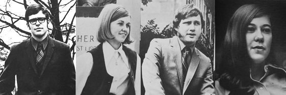 1970 Oratorical winners: Ogden: Bruce Goodman; AAUW: Linda Mooney; Robinson: Robert Hatfield; SNEA: Ava Charlene Crowe