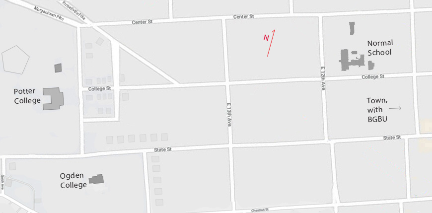 An approximated map of the colleges of Bowling Green in 1906