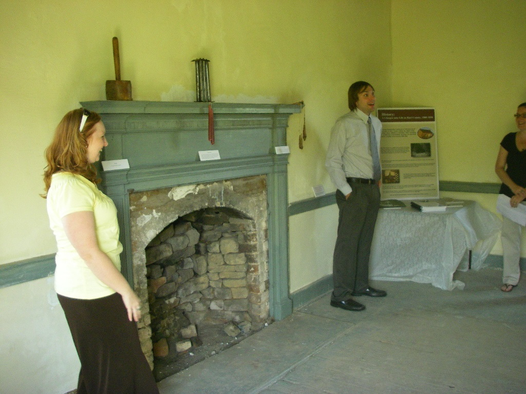 Students greeting guests at Gardner House open house event in 2015