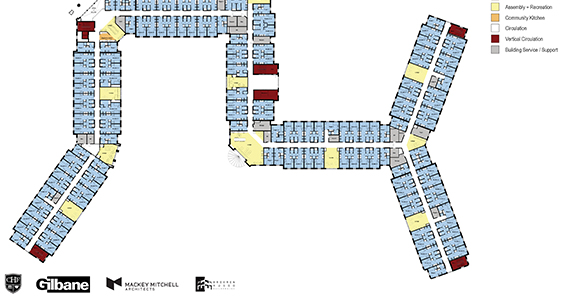 New hall floors 3-5 plan