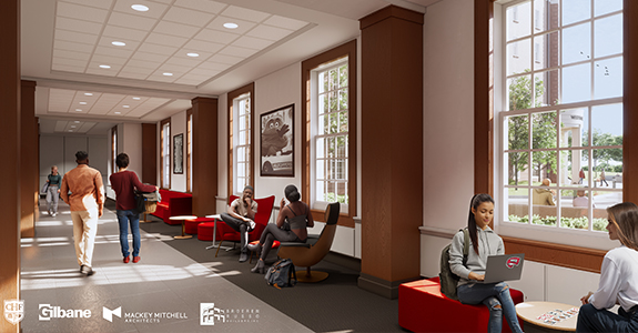 New hall residential corridor rendering