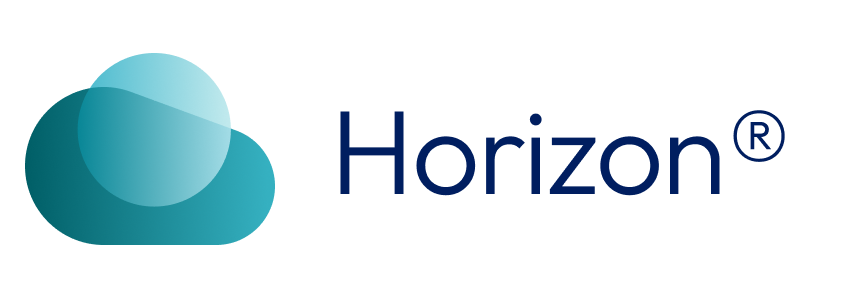 Horizon Logo - A minimal blue cloud with the text "Horizon"