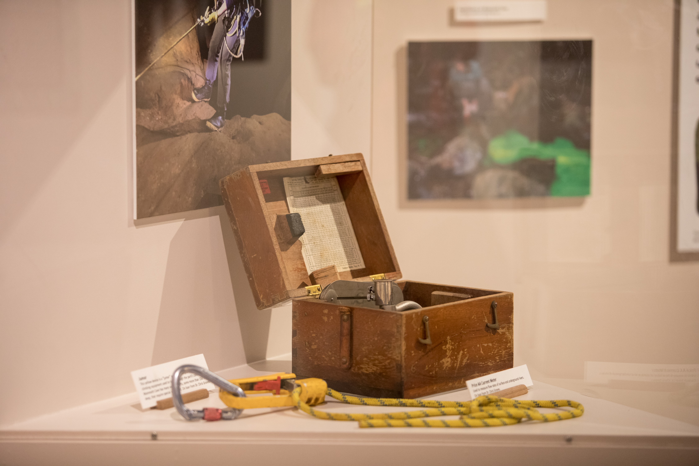 Equipment used in studying water flow in caves