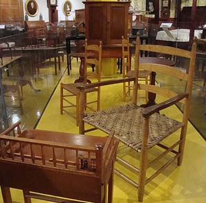 Shaker artifacts in Decorative Arts Exhibit