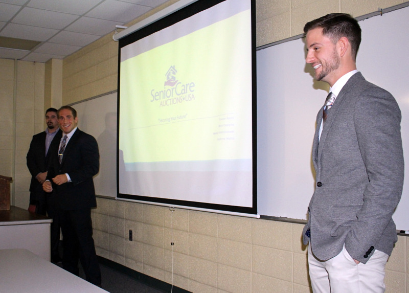 Marketing students give a presentation.