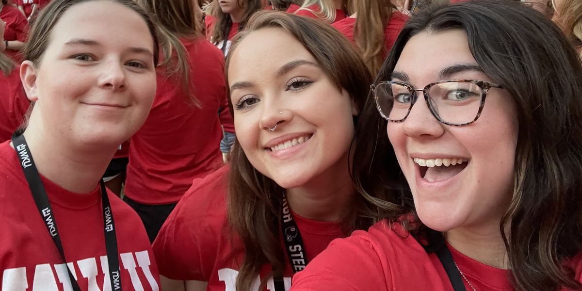 Two people smiling for a selfie
