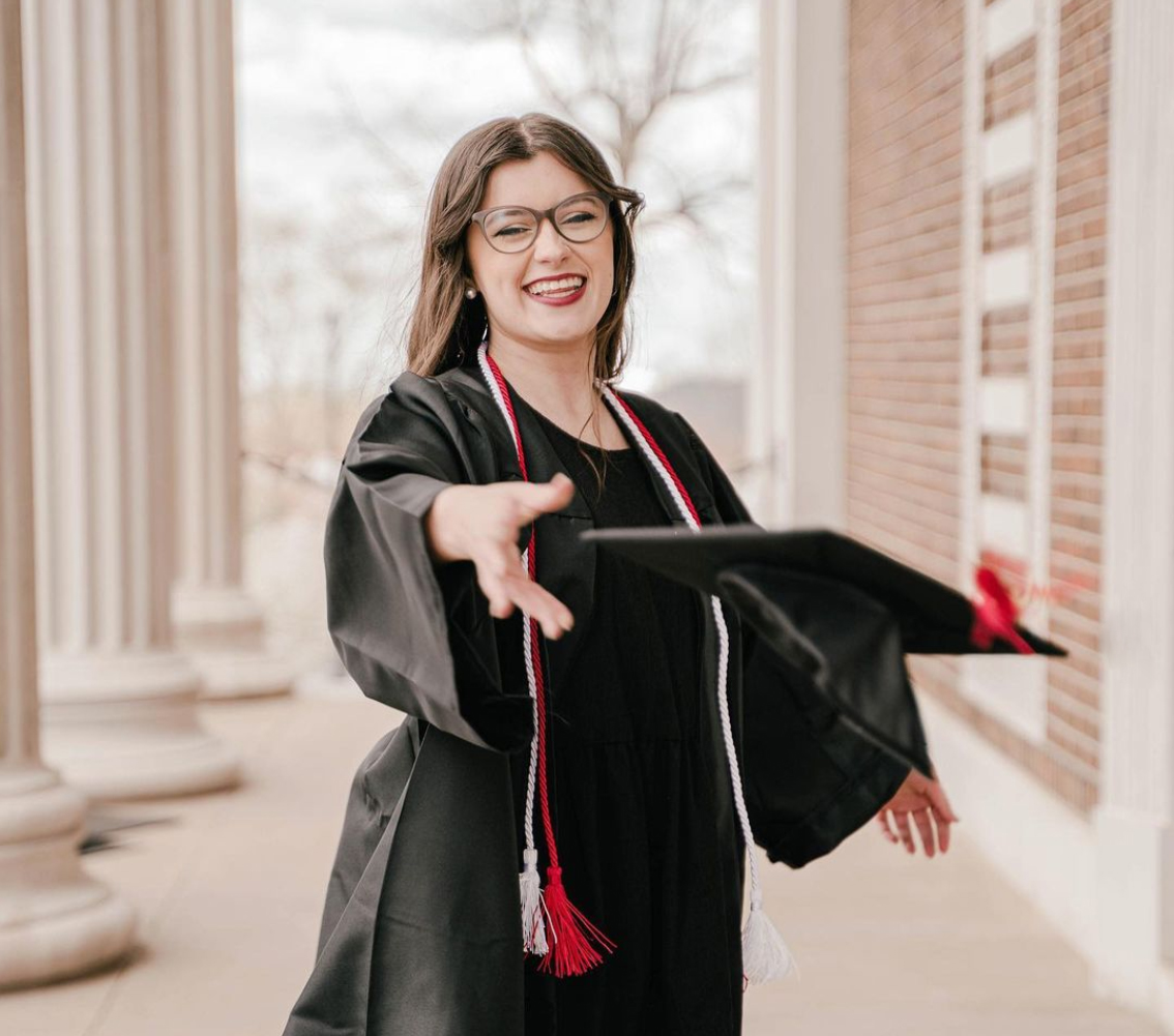 music graduate throwing cap