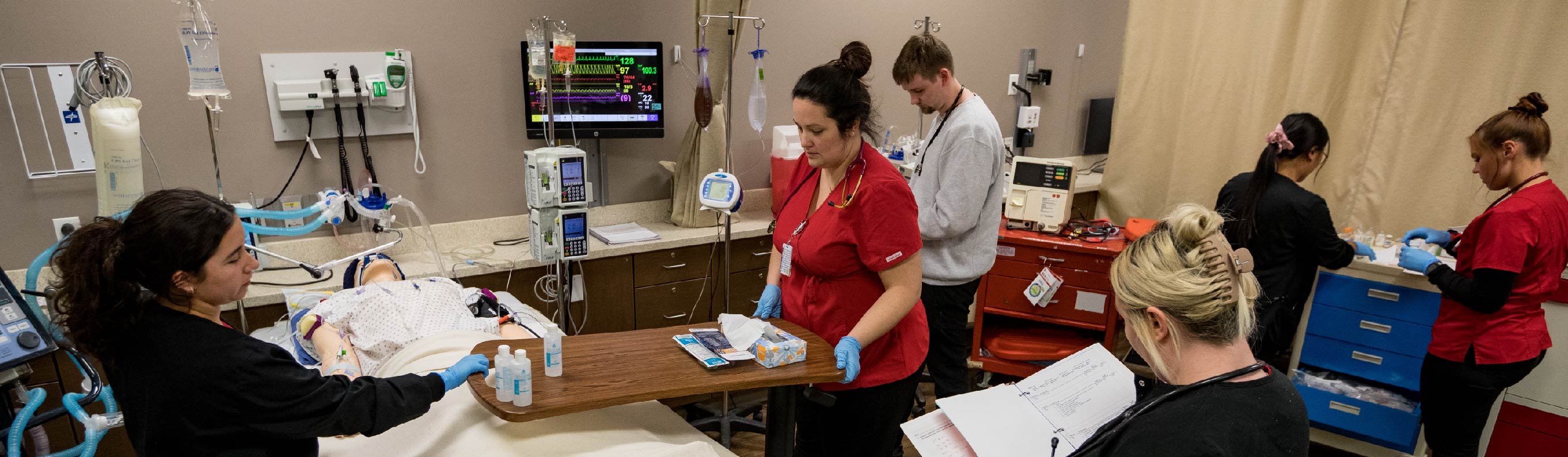 Nursing students working