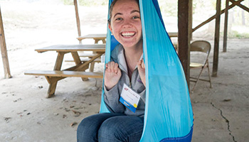 Participant checking in for the weekend