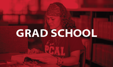 grad school image with woman writing