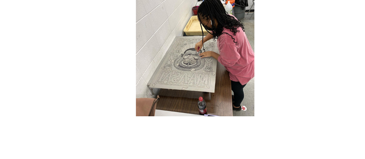 woman making a print