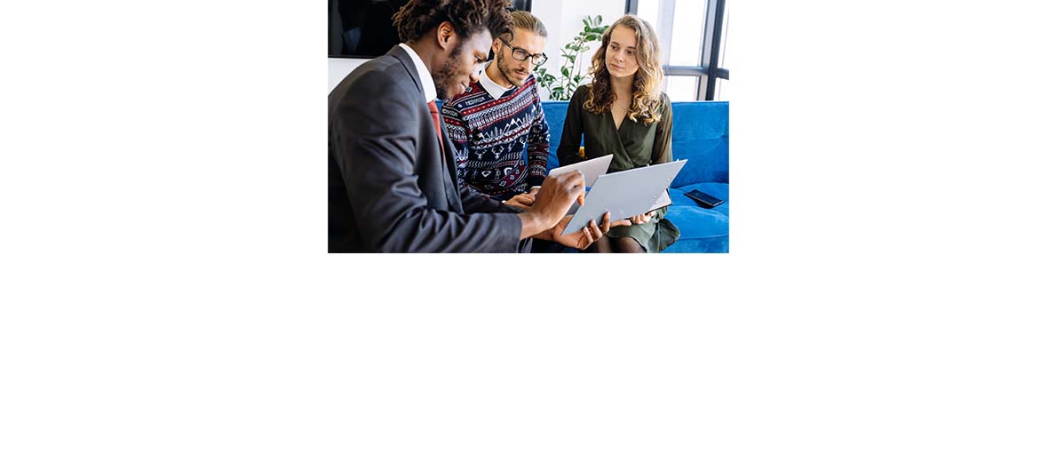 three people meeting