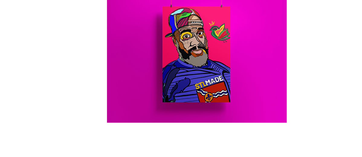 Ilustraion of man in pink.