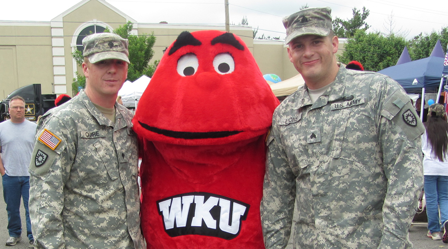 Big Red with Military