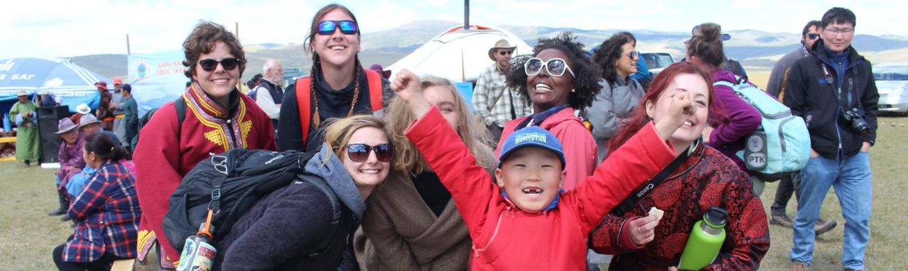 students at a festival in Mongolia