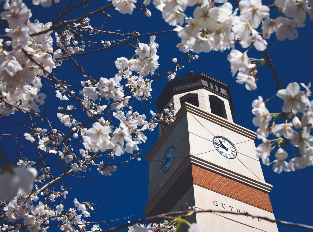 campus scene with flowers