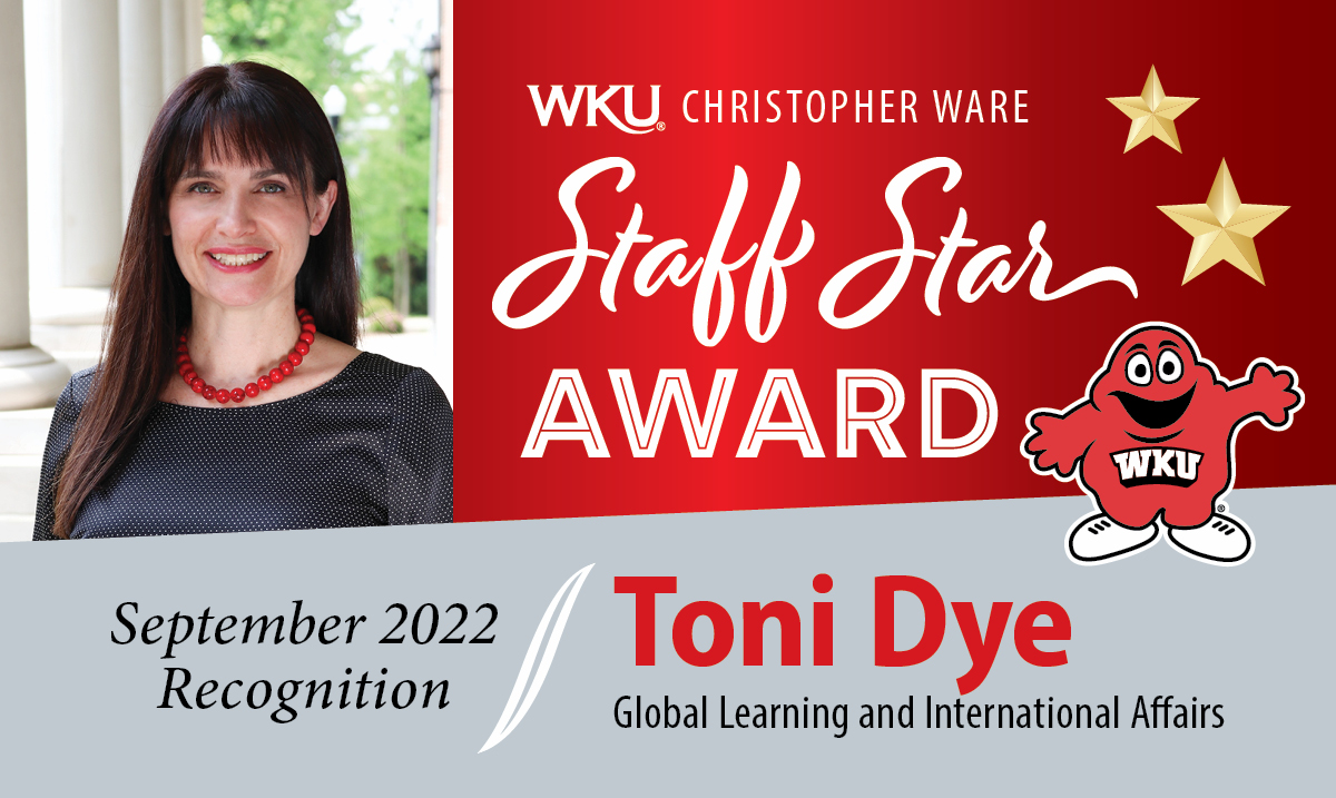 Toni Dye September 2022 Staff Star