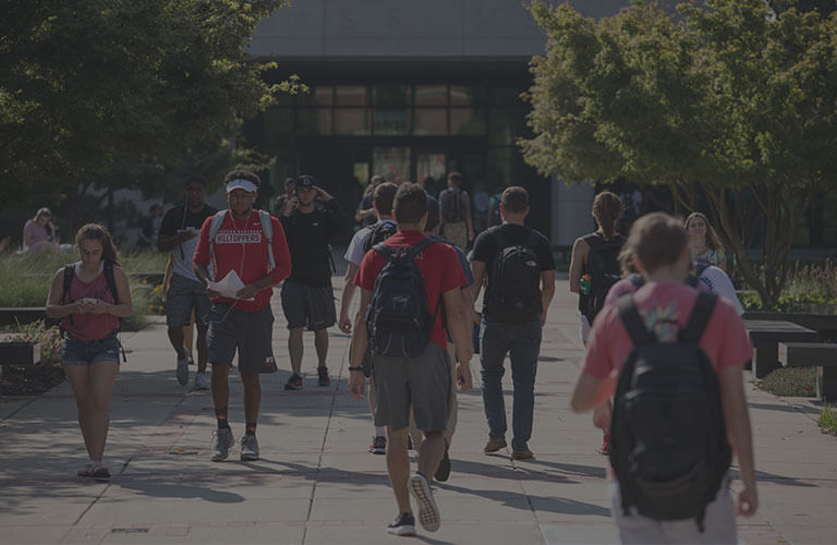 Students walking near WKU's Jody Richards Hall