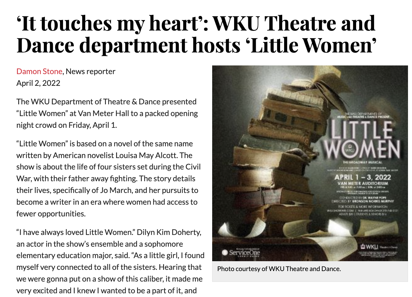 Little Women News Article