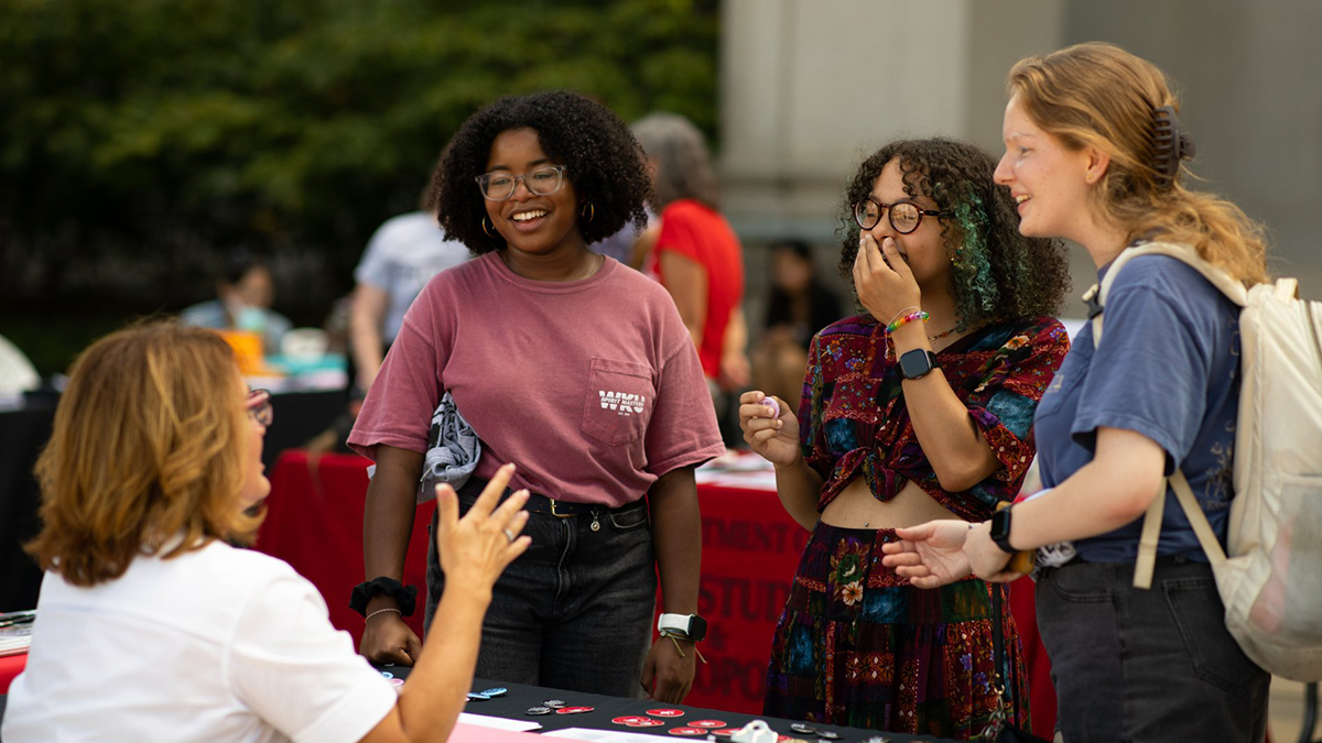 Kelley Coppinger speaking to students