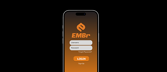 iPhone mockup of EMBr app