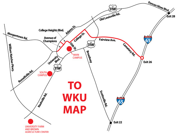 Map to WKU