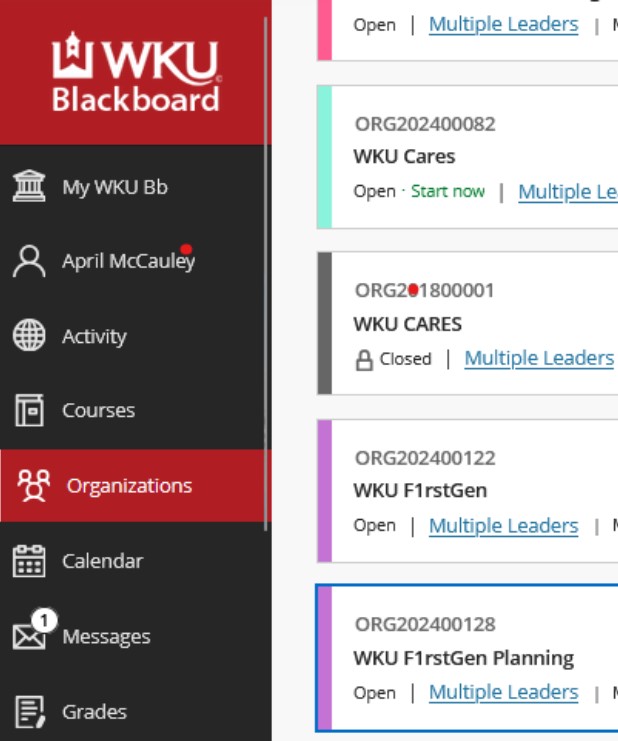 Blackboard Course or Org